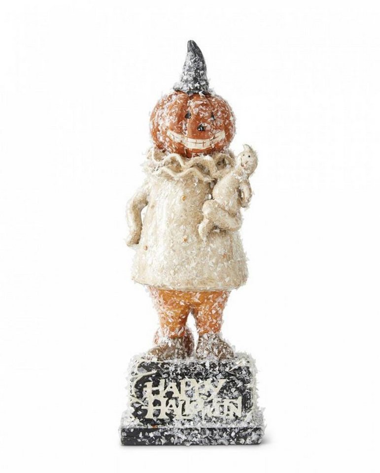 Horror-Shop Dekoobjekt Kürbis Männchen Glitter Flocken Figur mit Geist 28 von Horror-Shop