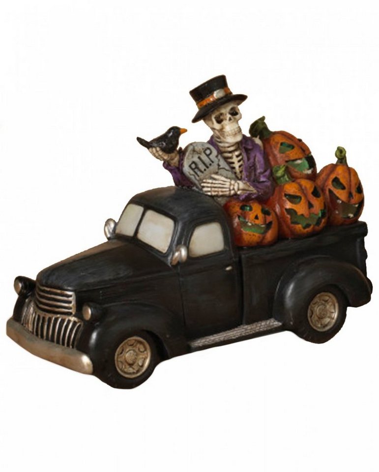 Horror-Shop Dekoobjekt Leuchtender Halloween Pick Up mit Skelett aus Kuns von Horror-Shop