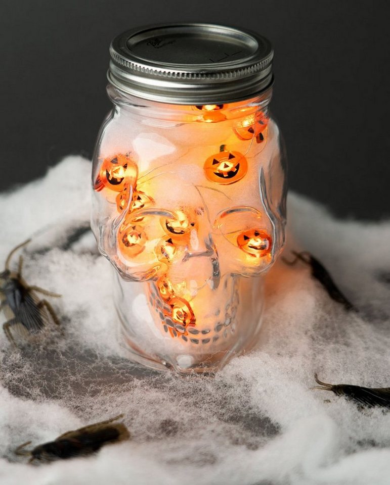 Horror-Shop Hängedekoration Mini Lichterkette mit Halloween Kürbissen als Moti von Horror-Shop