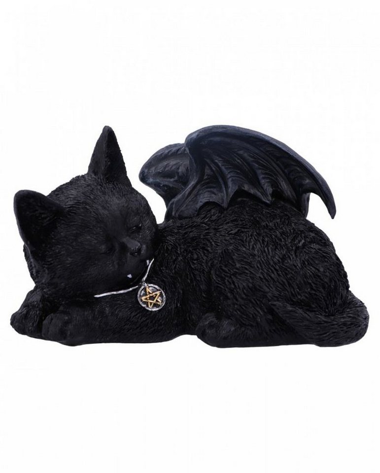 Horror-Shop Dekofigur Schlafende schwarze Katze mit Vampirflügel 18cm al von Horror-Shop
