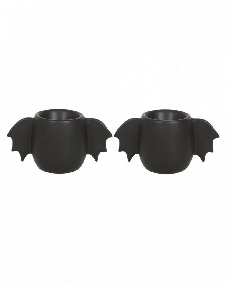 Horror-Shop Dekofigur Schwarze Gothic Eierbecher mit Fledermaus Flügeln von Horror-Shop