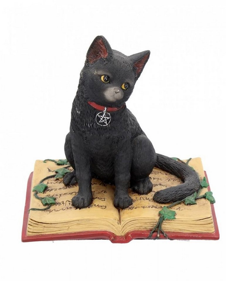 Horror-Shop Dekofigur Schwarze Katze mit Hexenbuch & Pentagramm von Horror-Shop