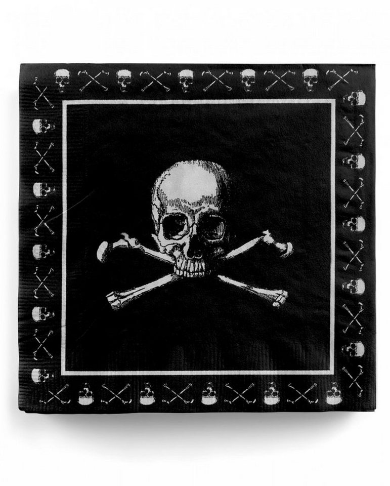 Horror-Shop Papierserviette Schwarze Totenkopf Servietten mit Piratenschädel 2 von Horror-Shop