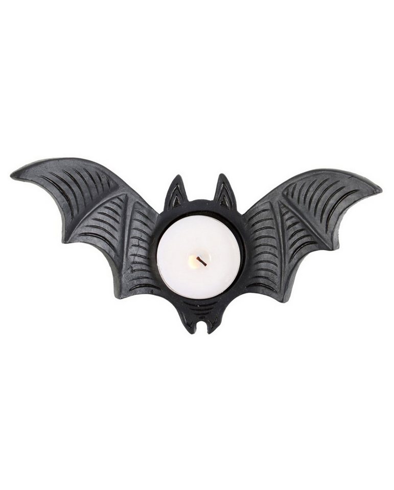 Horror-Shop Dekofigur Schwarzer Fledermaus Teelicht Kerzenhalter 15cm von Horror-Shop