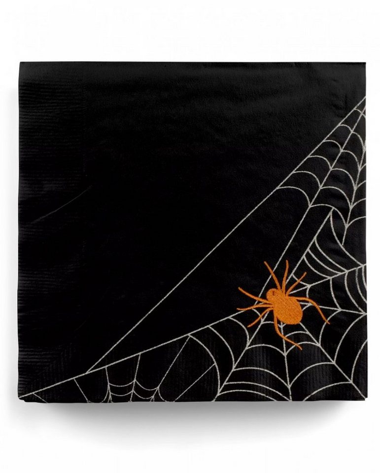 Horror-Shop Papierserviette Spooky Halloween Stoffserviette mit Spinne & Netz von Horror-Shop