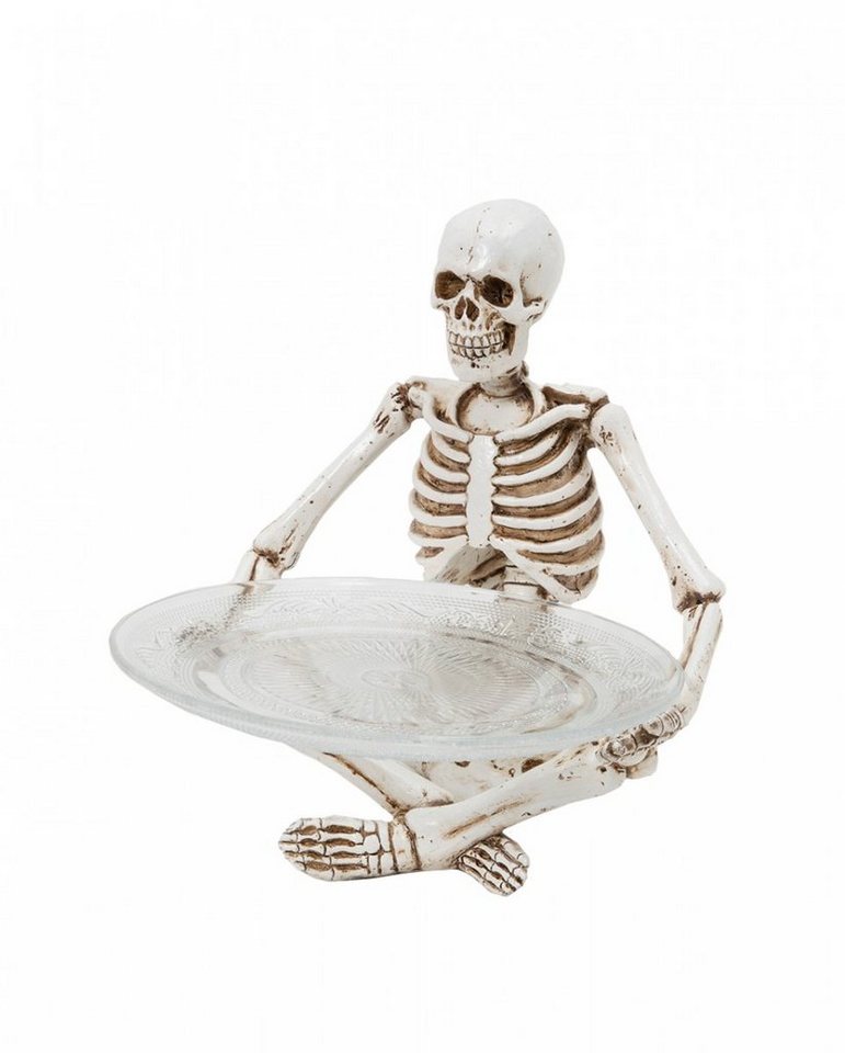 Horror-Shop Dekoobjekt Teller haltendes Skelett im Schneidersitz 27 cm von Horror-Shop