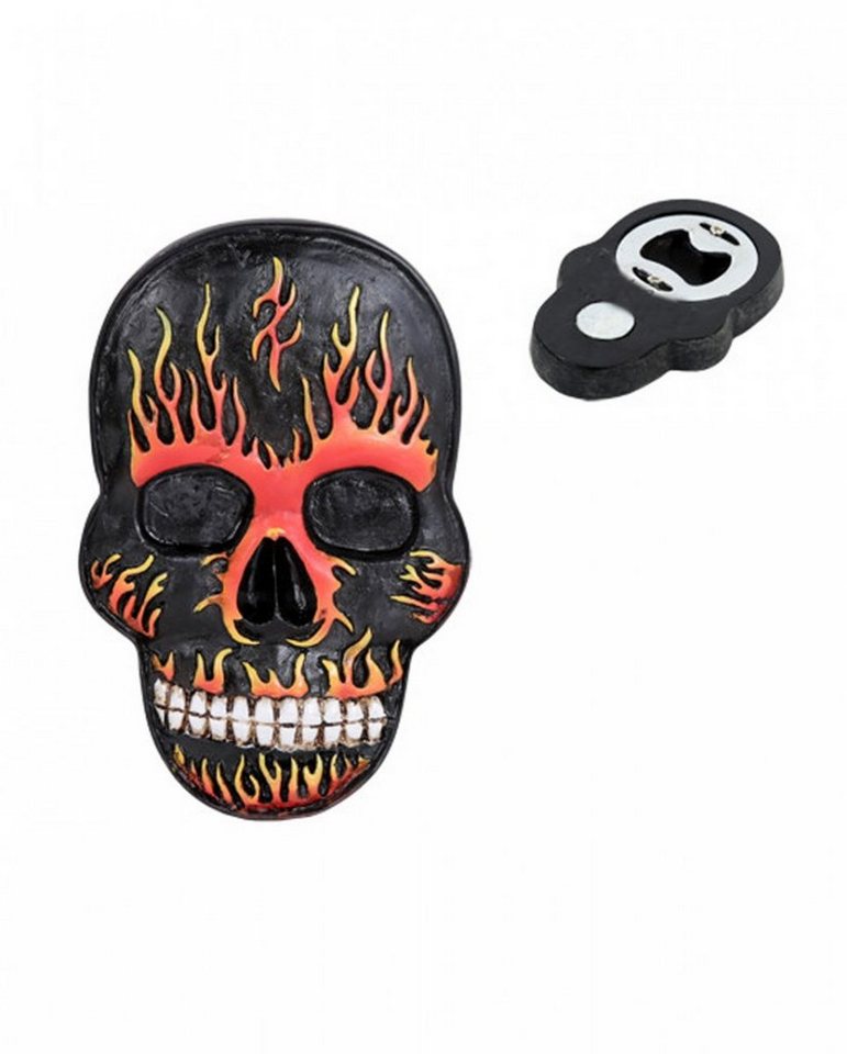 Horror-Shop Dekoobjekt Totenkopf mit Flammen als Flaschenöffner für Hallo von Horror-Shop