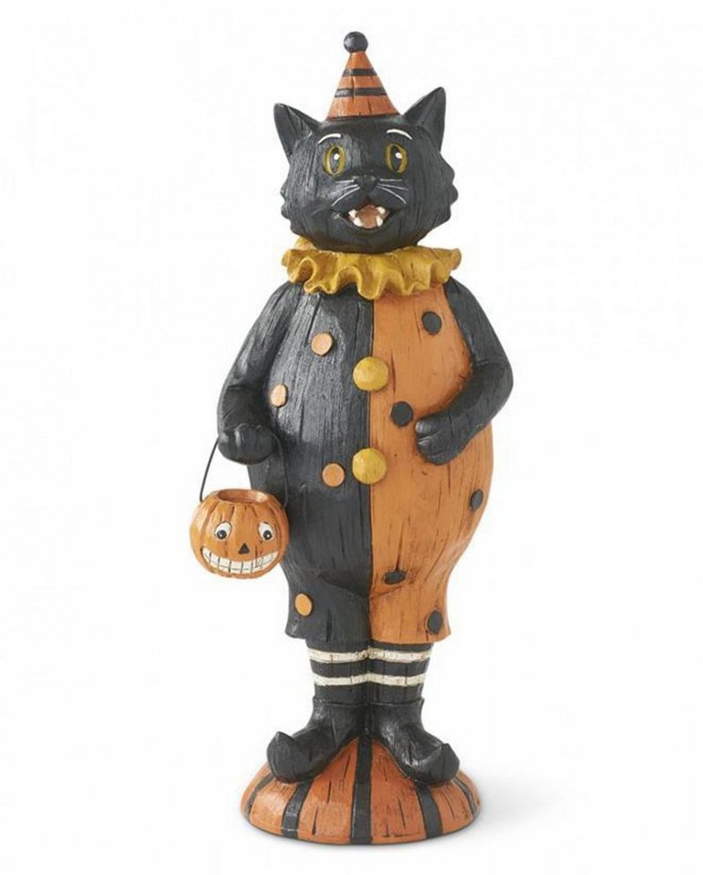 Horror-Shop Dekoobjekt Vintage Kätzchen mit Kürbis Eimerchen als Hallowee von Horror-Shop