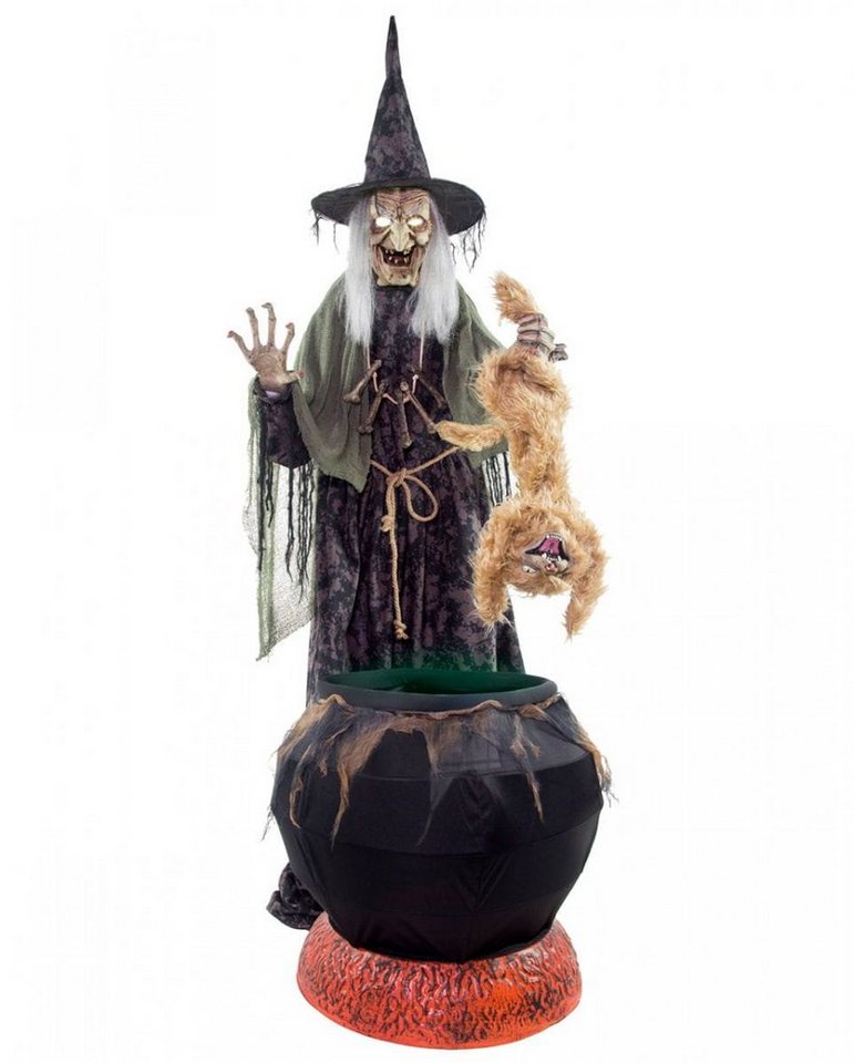 Horror-Shop Dekoobjekt Walpurgisnacht Hexe mit Katze & Hexenkessel als Ha von Horror-Shop