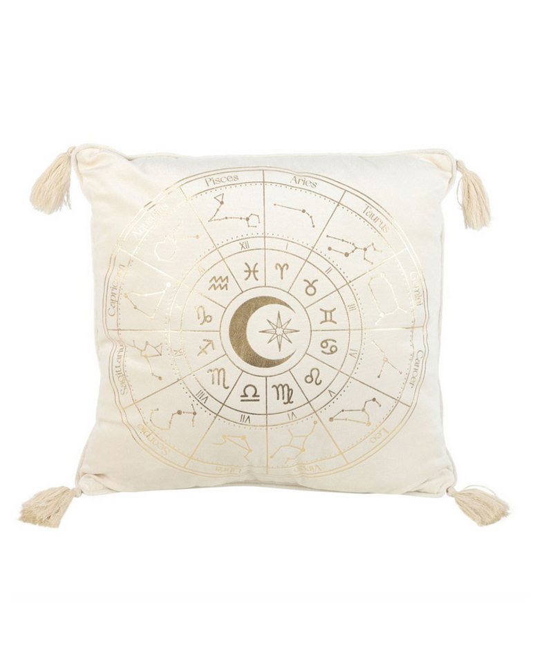 Horror-Shop Dekokissen Cremeweißes Astrology Wheel Kissen mit Horoskopzei von Horror-Shop