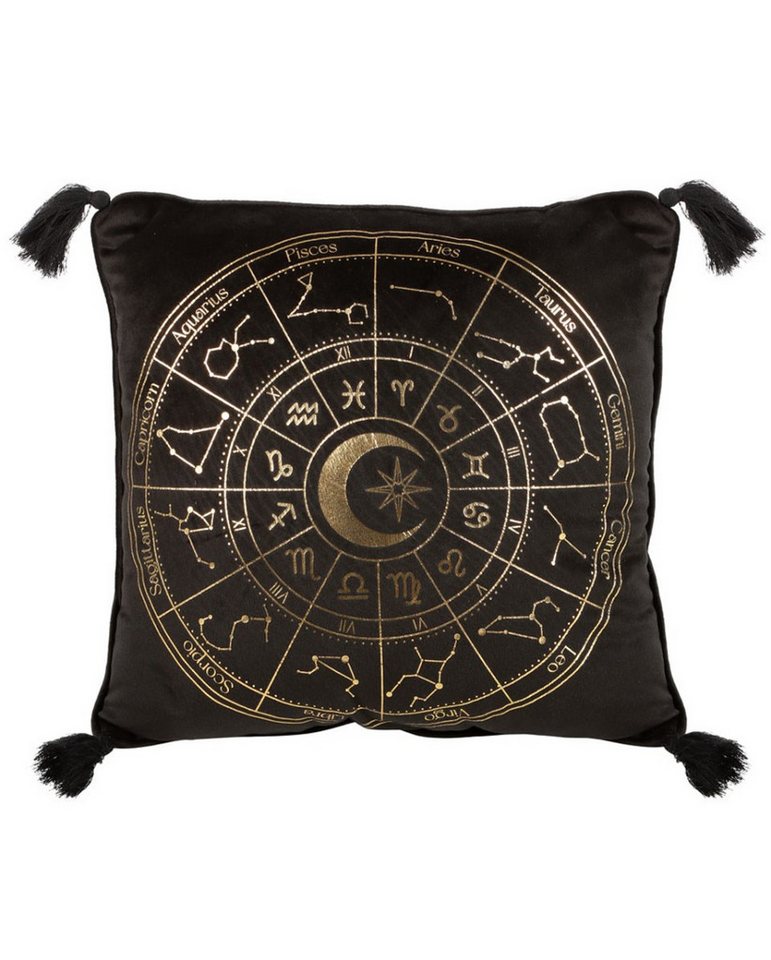Horror-Shop Dekokissen Schwarzes Astrology Wheel Kissen mit Horoskopzeich Horror-Shop Dekokissen Schwarzes Astrology Wheel Kissen mit Horoskopzeich von Horror-Shop