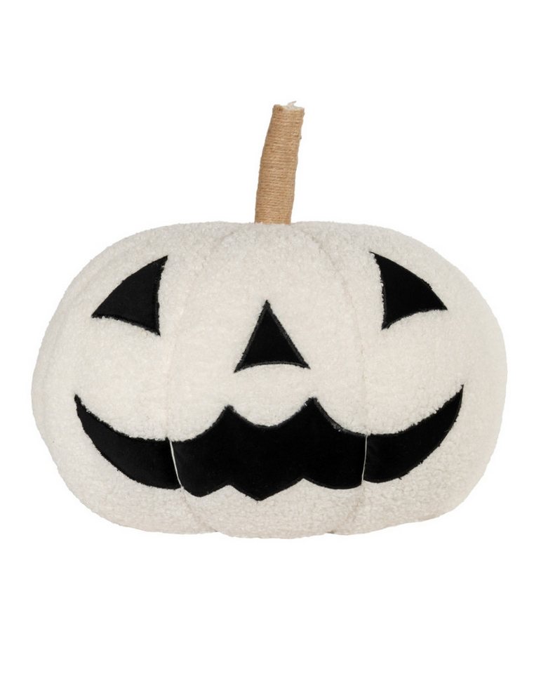Horror-Shop Dekokissen Weißer Grinsender Kürbis als Dekokissen Ø 34cm von Horror-Shop