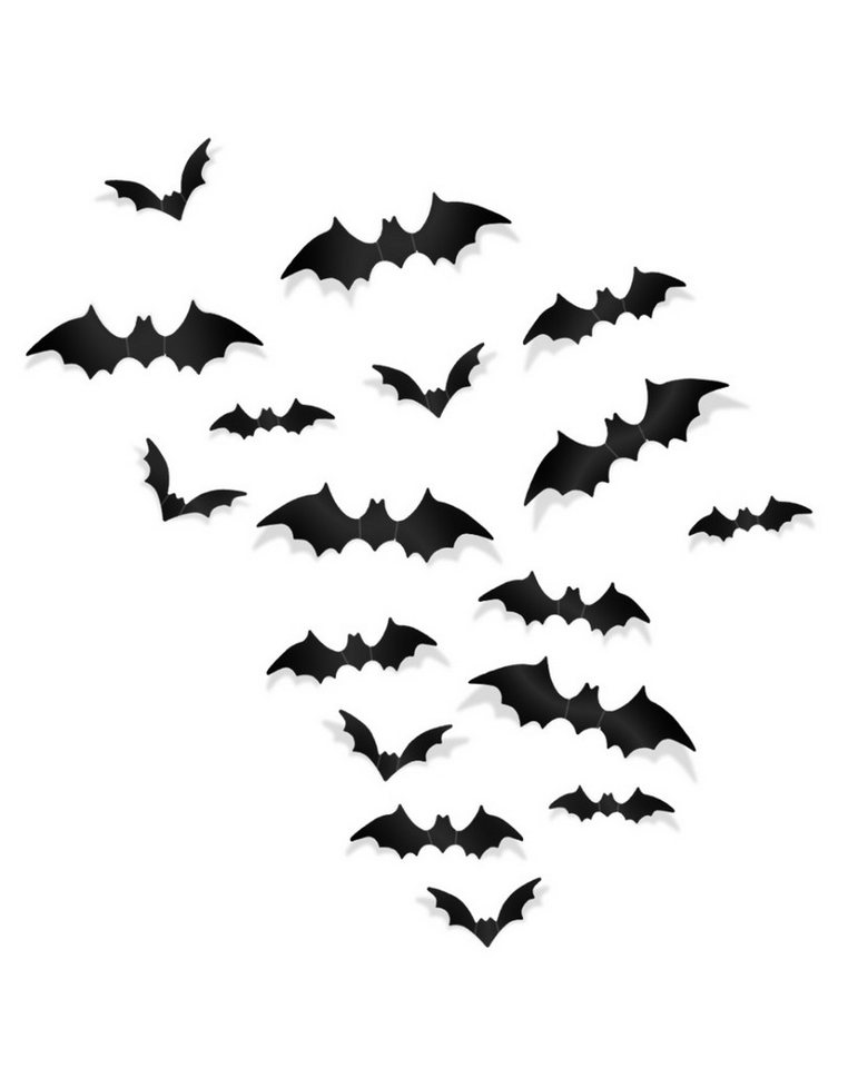 Horror-Shop Dekoobjekt 60 Stück Schwarze Fledermaus 3D Wandsticker als De Horror-Shop Dekoobjekt 60 Stück Schwarze Fledermaus 3D Wandsticker als De von Horror-Shop