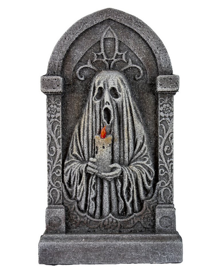 Horror-Shop Dekoobjekt Grabstein Deko mit Geist & Kerze als Motiv 53cm von Horror-Shop
