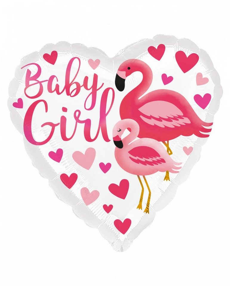 Horror-Shop Folienballon Baby Girl Flamingo Folienballon Pink von Horror-Shop