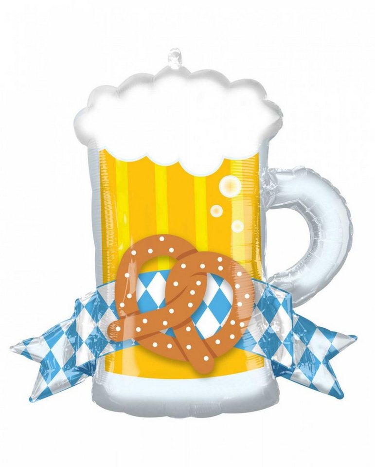 Horror-Shop Folienballon Oktoberfest Deko Folienballon mit Bierkrug & Breze von Horror-Shop