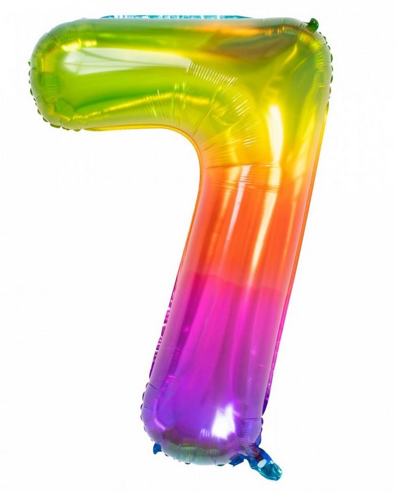 Horror-Shop Folienballon Regenbogen Zahlenballon Nummer 7 für Helium & Luft von Horror-Shop