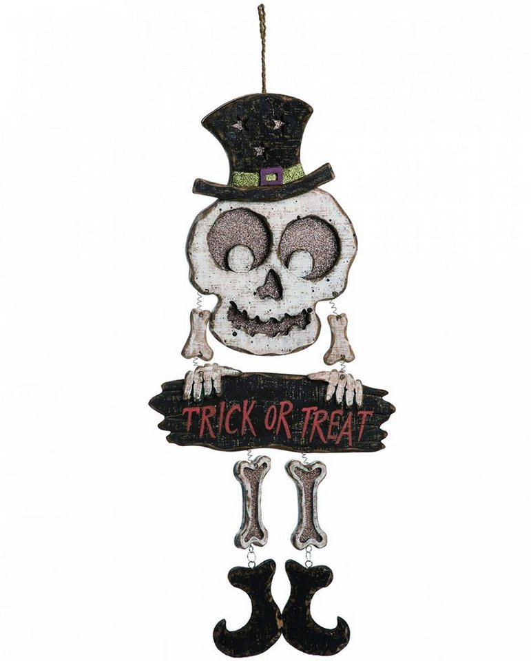 Horror-Shop Hängedekoration Spooky Skelett Halloween Trick or Treat Holz Dekos von Horror-Shop