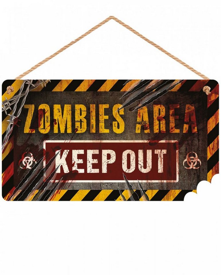 Horror-Shop Hängedekoration Zombie Area Keep Out Holz Warnschild für Halloween von Horror-Shop