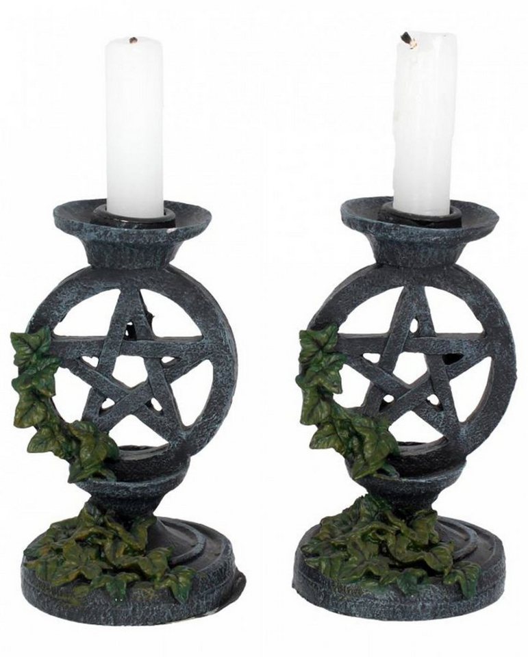 Horror-Shop Kerzenständer Altertümliche Kerzenständer mit Pentagramm Design von Horror-Shop