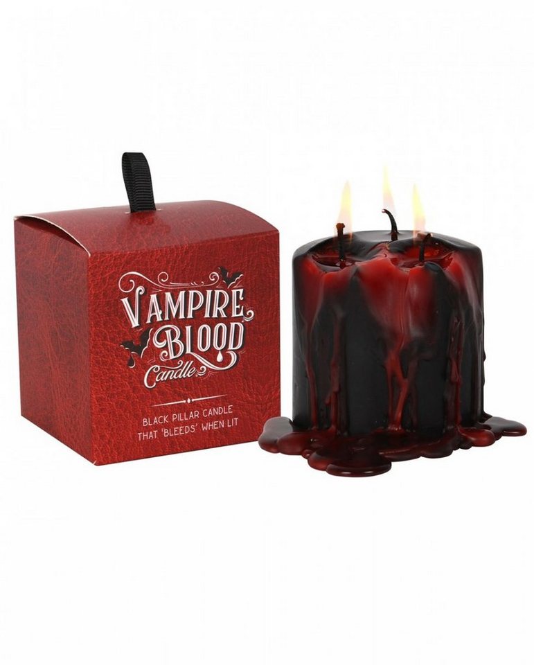 Horror-Shop Kerzenständer Kleine Schwarze Stumpenkerze mit Vampirblut 7,6cm von Horror-Shop
