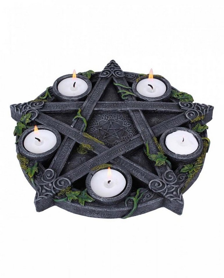 Horror-Shop Kerzenständer Okkulter Pentagramm Teelichthalter als Gothic Deko von Horror-Shop