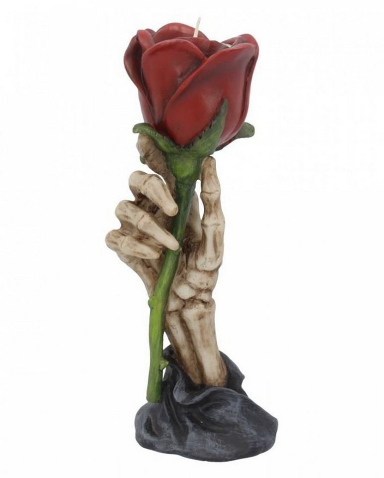 Horror-Shop Kerzenständer Romantischer Skeletthand Teelichthalter mit Rose a von Horror-Shop