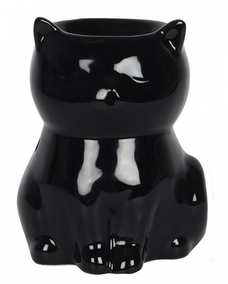 Horror-Shop Kerzenständer Schwarze Katze Teelichthalter für Duftöl von Horror-Shop