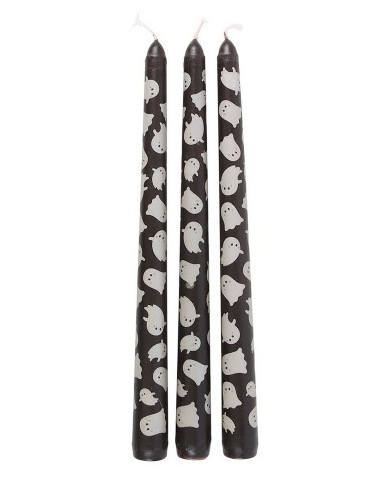 Horror-Shop Kerzenständer Schwarze Spitzkerzen mit Geister Motiv 3er Set Horror-Shop Kerzenständer Schwarze Spitzkerzen mit Geister Motiv 3er Set von Horror-Shop
