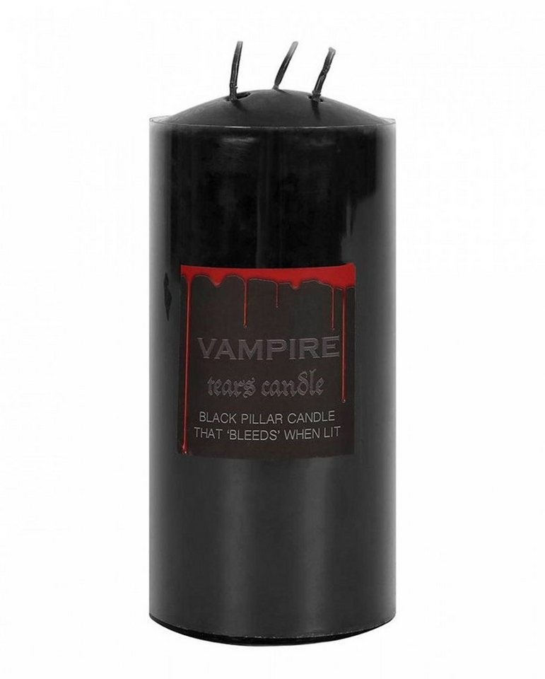 Horror-Shop Kerzenständer Schwarze Stumpenkerze mit Roten Vampir Tränen 15cm von Horror-Shop