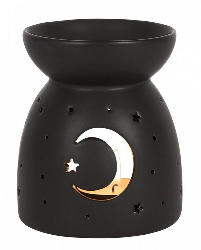 Horror-Shop Kerzenständer Schwarzer Teelichthalter mit Mond & Sterne für Duf von Horror-Shop