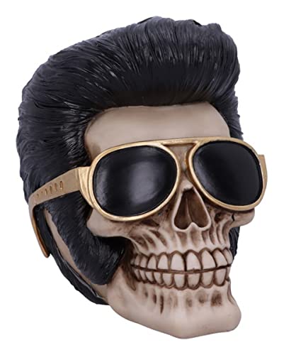 Horror-Shop King of Rock 'n' Roll Totenkopf 17cm als Rockabilly Deko Accessoire von Horror-Shop