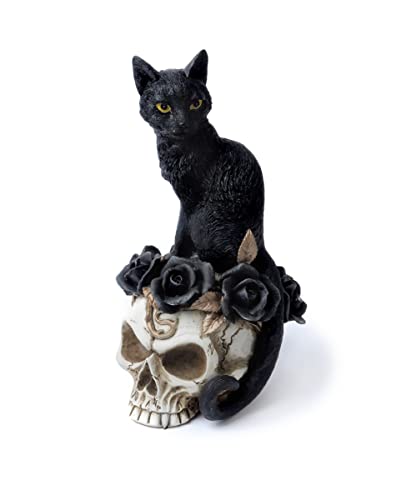 Horror-Shop Kleine Katze auf Totenschädel Figur 18,5cm von Horror-Shop