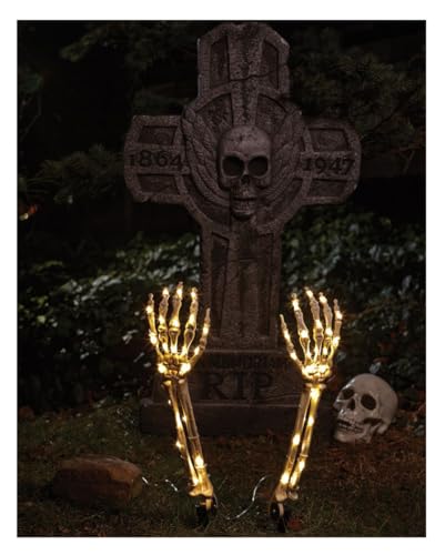 Leuchtende LED Skelett Arm Gartenstecker für Halloween von Horror-Shop