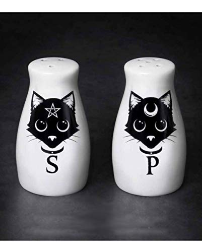 Horror-Shop Magische Katzen als Salz & Pfeffersreuer Set für Halloween Buffet und Hexenküche von Horror-Shop