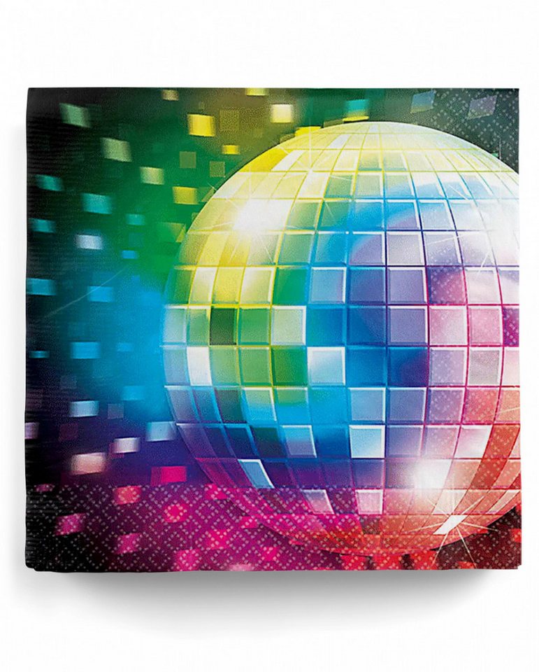 Horror-Shop Papierserviette Disco Party Servietten 16 St. bunt aus Zellstoff f von Horror-Shop