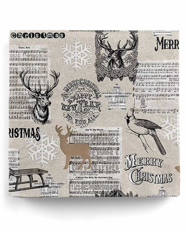 Horror-Shop Papierserviette Merry Christmas Joy the World Servietten mit Hirsc von Horror-Shop