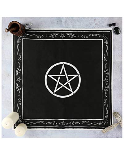 Horror-Shop Schwarz-Weißes Pentagram Altar-Tuch 70 x 70 cm von Horror-Shop