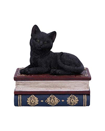 Horror-Shop Schwarze Katze auf Einer Zauberbuch Box 11,7cm von Horror-Shop