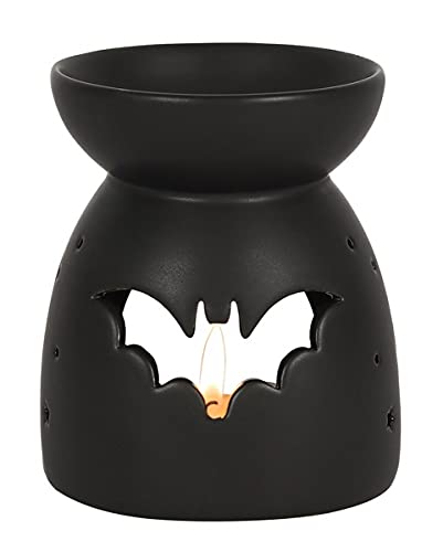 Horror-Shop Schwarzer Teelicht Duftlampe mit Fledermaus Motiv als Halloween & Gothic Deko von Horror-Shop