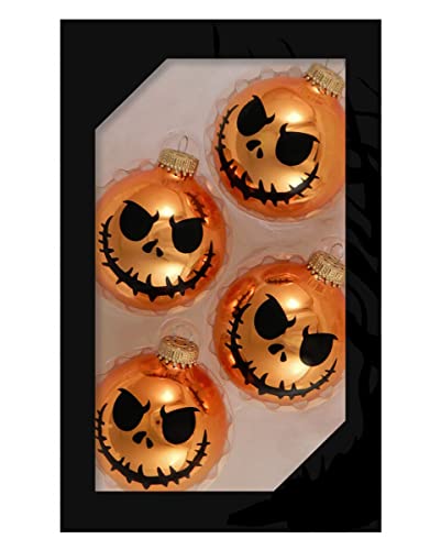 Scary Pumpkin Halloween Glas Weihnachtskugeln Ø6,5cm 4 Stück von Horror-Shop