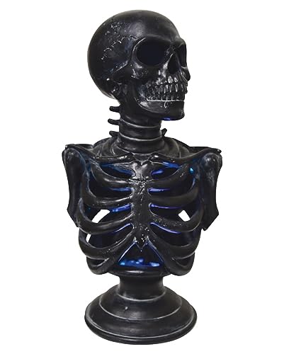 Schwarze beleuchtete Skelett Büste als Torso auf einem Sockel 32 cm von Horror-Shop