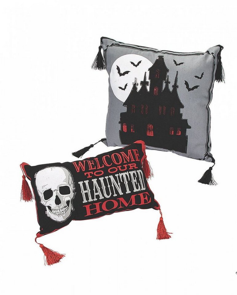 Tagesdecke Halloween Zierkissen mit Totenkopf, Horror-Shop von Horror-Shop