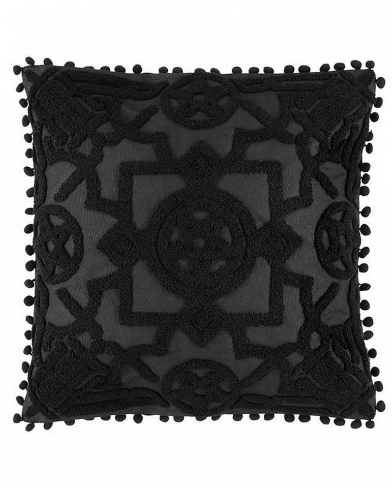 Tagesdecke Schwarzer Kissenbezug mit Fluffy Pentagramm Sticke, Horror-Shop von Horror-Shop