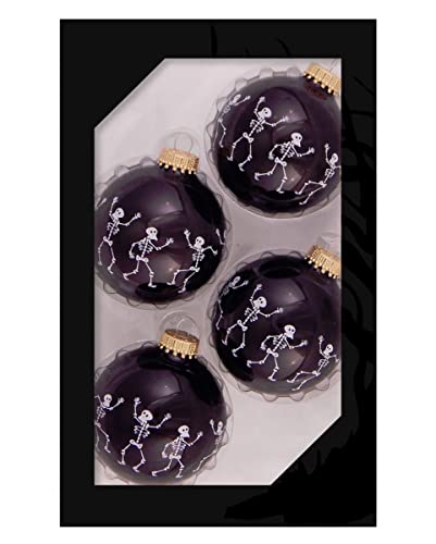 Tanzende Skelette Halloween Glas Weihnachtskugeln Ø6,5cm 4 Stück von Horror-Shop