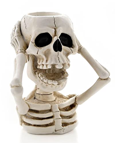 Weißes Skelett als Knochengerippe Teelichthalter 14 cm von horror-shop