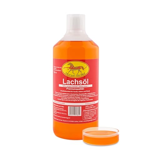 Scheidler horse-direkt Lachsöl für Hunde, Katzen und Pferde, reines Fischöl, Barf Öl ohne Zusätze, reich an Omega-3, 6- und 9-Fettsäuren,(14%, 18,2% und 44,9%) natürliches Einzelfuttermittel, 1 Liter Scheidler horse-direkt Lachsöl für Hunde, Katzen und Pferde, reines Fischöl, Barf Öl ohne Zusätze, reich an Omega-3, 6- und 9-Fettsäuren,(14%, 18,2% und 44,9%) natürliches Einzelfuttermittel, 1 Liter von Scheidler horse-direkt