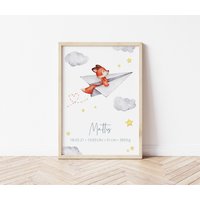 Fuchs Im Papierflieger | Namensposter Poster Personalisiert 20x30 30x45 Fuchs Im Papierflieger | Namensposter Poster Personalisiert 20x30 30x45 von HorsebeatDesign