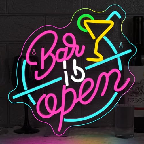 Horseneon Bar Is Open Neon Schild,Bar Open Neon Sign Led Schild Dimmbar Leuchtschild Wand Dekor Leuchtreklame Wand Dekor für Beer,Taverne,Clubs,Partys,Geschenk von Horseneon