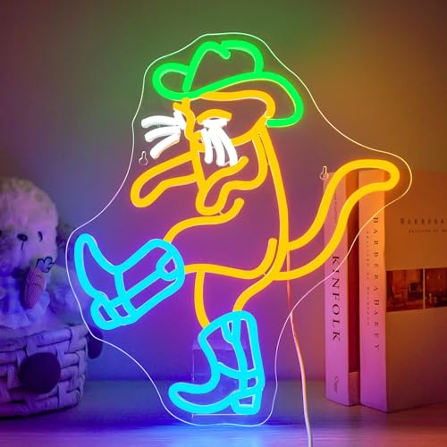 Horseneon Cowboy Katzen Neonschild Western Cowboy Neonlichter Katzen-Leuchtschild Cowboyhut-Neonlicht für Schlafzimmer LED-Neonschilder für Wand Wohnzimmer Bar von Horseneon